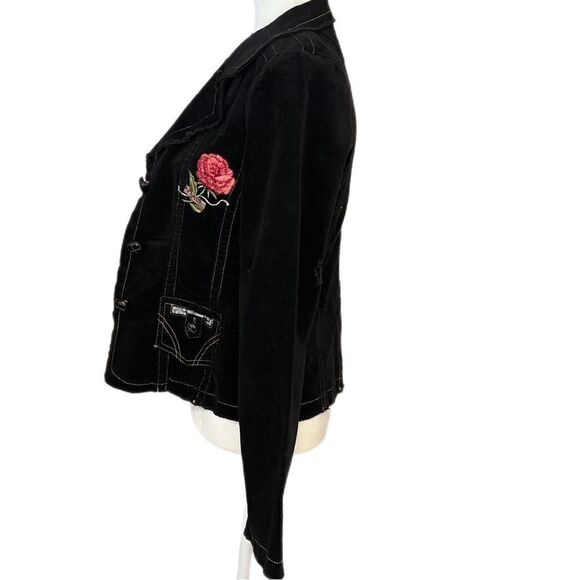 LUX Velvet Embroidered Jacket w/ Stitching Details. Size L. Good Condition! - Picture 7 of 15